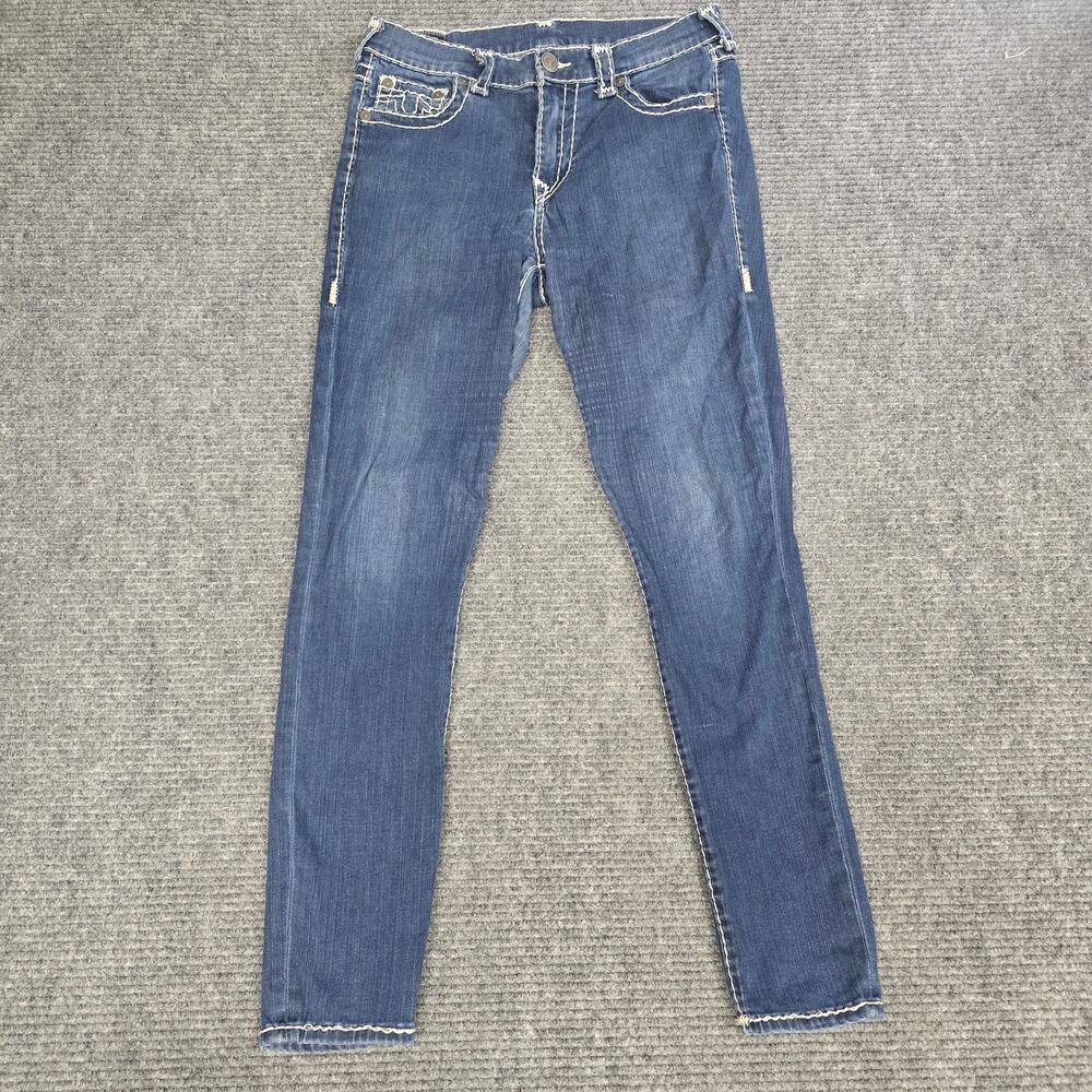 True Religion Jennie Curvy Skinny Jeans Women’s 30x30 Blue Super T Flap Pocket